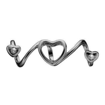 Christina Soulmate bred Sort rhodineret charm, med to små hjerter og små hvide topaz, model 630-B80 købes hos Guldsmykket.dk her